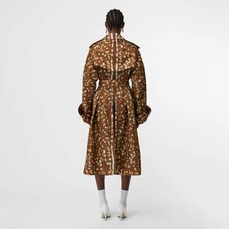 Burberry Exaggerated Cuff Deer Print Nylon Trench Coat