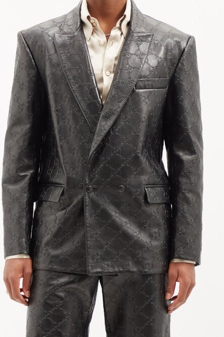 Gucci GG-embossed Leather Suit Blazer - ShopStyle
