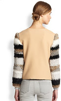 Thumbnail for your product : Opening Ceremony Keaton Striped Rabbit Fur-Sleeved Top