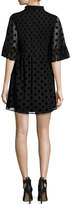 Thumbnail for your product : McQ Short-Sleeve Smocked Polka-Dot Mini Dress, Black