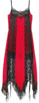 Christopher Kane - Lace-trimmed Silk-chiffon Dress - Red