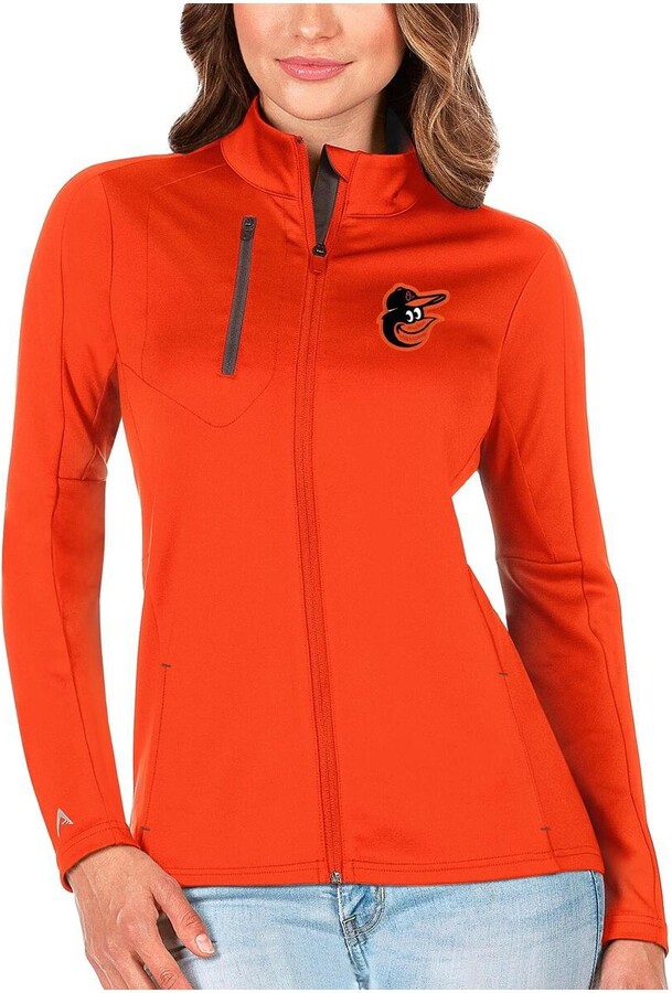 Antigua Women's Orange/Charcoal Baltimore Orioles Generation Full-Zip Jacket - Orange Charcoal