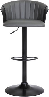 HomeRoots Gray and Black Faux Leather with Metal Swivel Adjustable Height Bar Chair