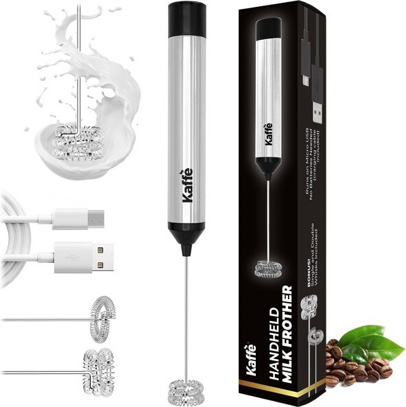 Kaffe KaffeHandheldStainlessSteelMilkFrotherWandSilver:MicroUSB,Rechargable