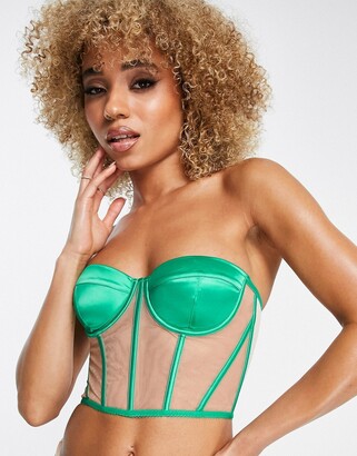 ASOS DESIGN Kelly mesh contrast green strapless corset in green - ShopStyle  Shapewear