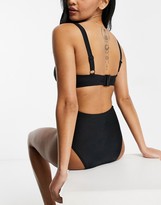Thumbnail for your product : Wolfwhistle Wolf & Whistle Fuller Bust Exclusive wrap detail cut out swimsuit in black