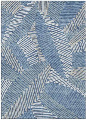 HomeRoots 5' X 8' Blue Gray And Ivory Floral Washable Indoor Outdoor Area Rug