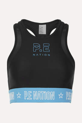 P.E Nation Figure Four Mesh-trimmed Stretch Sports Bra - Black