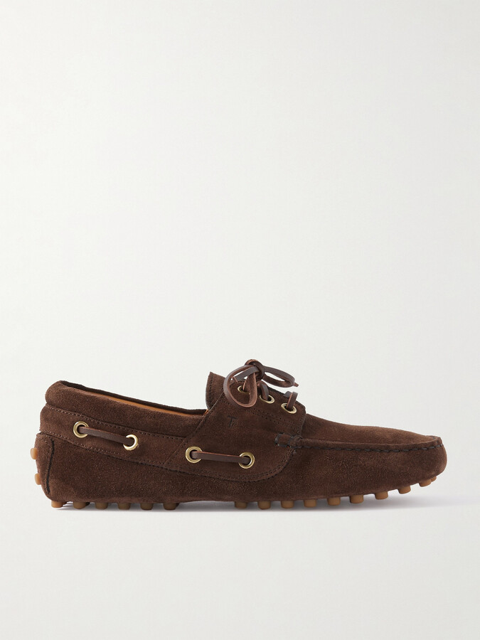 Tod's Gommino Leather-trimmed Suede Boat Shoes - Brown