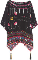Thumbnail for your product : Emamo Aymara neon crocheted and silk-crepe kaftan