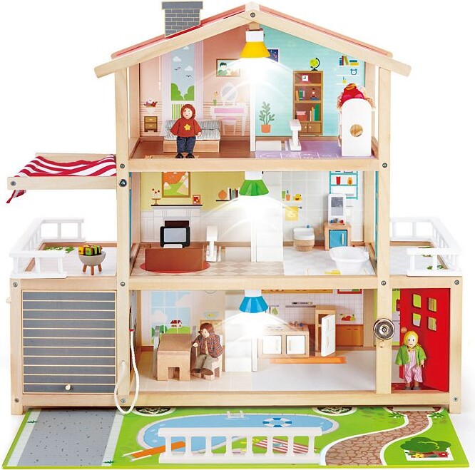 Hape Doll Family Mansion Wooden Dollhouse Play Set