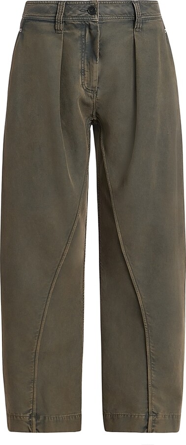 J.W.Anderson Women's Cotton Twisted-Seam Wide-Leg Pants - Olive - Size 25