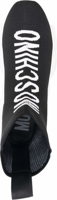 Moschino Logo Intarsia-Knit High-Top Sneakers