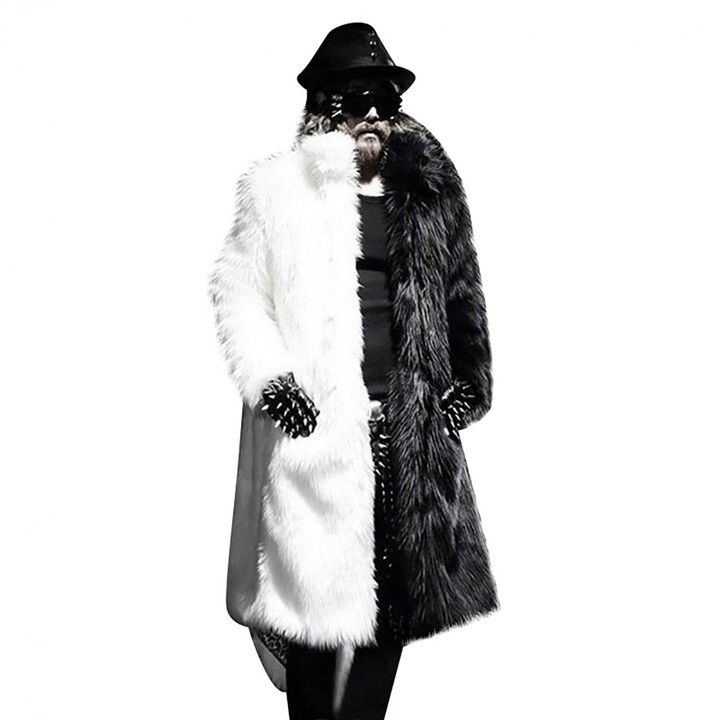 mens full length faux fur coat