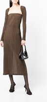 Thumbnail for your product : Rokh Gingham-Check Long-Sleeve Dress