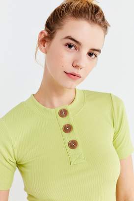Urban Outfitters Rina Ribbed Knit Button-Down Tee