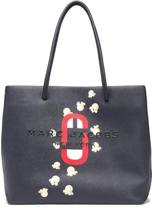 Marc Jacobs Logo-embroidered Printed Textured-leather Tote