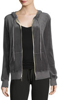 Thumbnail for your product : Allen Allen Hooded Zip-Front Velvet Jacket