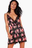Thumbnail for your product : boohoo Clara Dark Floral Playsuit