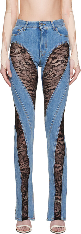 Thierry Mugler Blue Paneled Jeans - ShopStyle