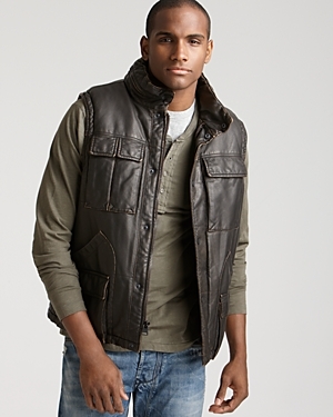 Levi's Made & Crafted Faux Leather Puffer Vest with Sherpa Lining