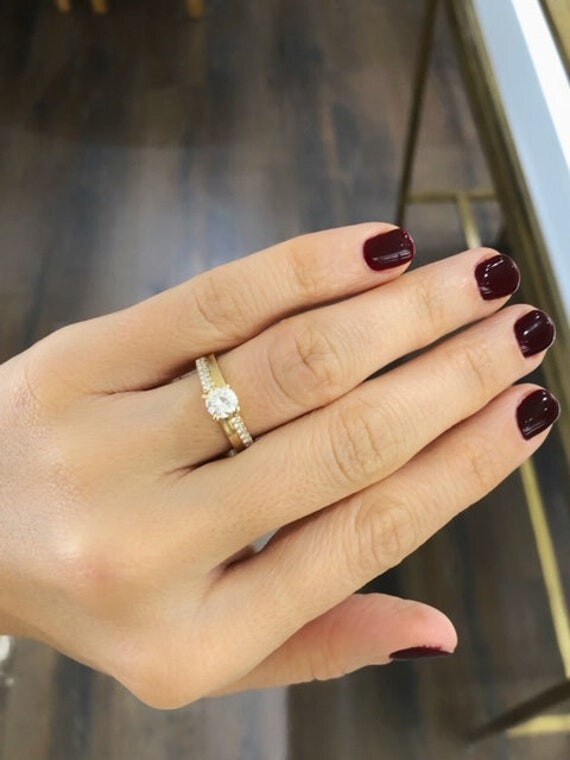 Etsy statement Solitaire Real Diamond Engagement Ring 14K Solid Gold Twisted Unique Ring