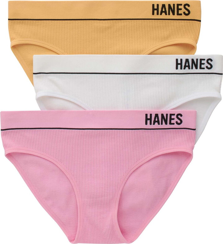Hanes Classics Womens Seamless Retro Rib Bikini , 3 Pack