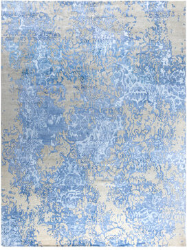 Solo Rugs Modern One-of-a-Kind Hand-Knotted Area Rug - Blue, 9' 2\