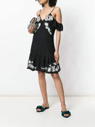 Aniye By cold shoulder floral embroidered lace dress
