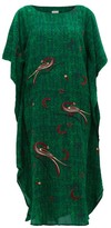Thumbnail for your product : CHUFY Kaf Peacock And Celestial-embroidered Kaftan Dress - Green Print