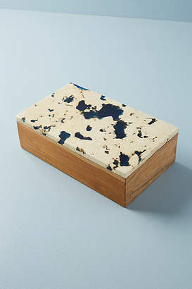 Anthropologie Marbled Teak Wood Box