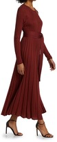 Thumbnail for your product : Proenza Schouler Belted Pleated Silk & Cashmere Midi Dress