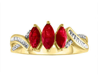 Fine Jewelry Womens Lead Glass-Filled Red Ruby 10K Gold Cocktail Ring Family