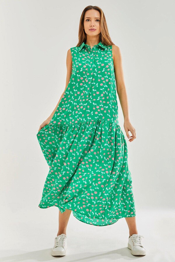 Liquorish Oversized Cherry Print Maxi Dress in Green ShopStyle