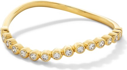Zales 1/6 CT. T.w. Lab-Grown Diamond Bezel-Set Wave Ring in 10K Gold (F/Vs2)