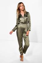Thumbnail for your product : boohoo Alice Satin Lounge Jumpsuit