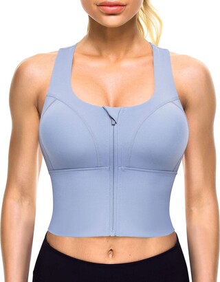 CYDREAM Zip Front Longline Sports Bras for Women Crop Tank Top Criss Cross  Back Support Fitness Yoga Workout Shirts - ShopStyle