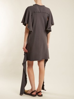 J.W.Anderson Cut-out Distressed Cotton-jersey Dress - Dark Grey