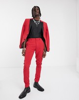 Thumbnail for your product : ASOS DESIGN super skinny smart pants in red