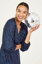 Thumbnail for your product : Yumi Navy Sequin Wrap Dress