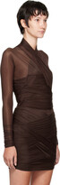Thumbnail for your product : Alexander Wang Brown Ruched Long Sleeve T-Shirt