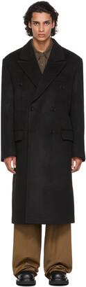 System Black Wool Double-Breasted Coat
