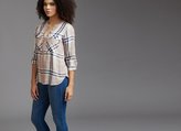Thumbnail for your product : Dynamite Front Zip Plaid Blouse
