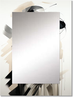 Black And White Fashion Top Model Woman Runway III - Glam Rectangular Wall Mirror