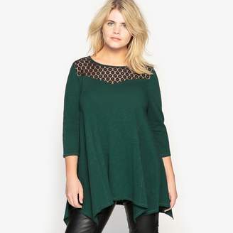 CASTALUNA Lace Detail T-Shirt with 3/4 Sleeves