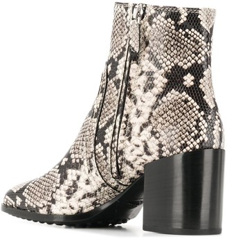 Tod's Snakeskin Print Ankle Boots