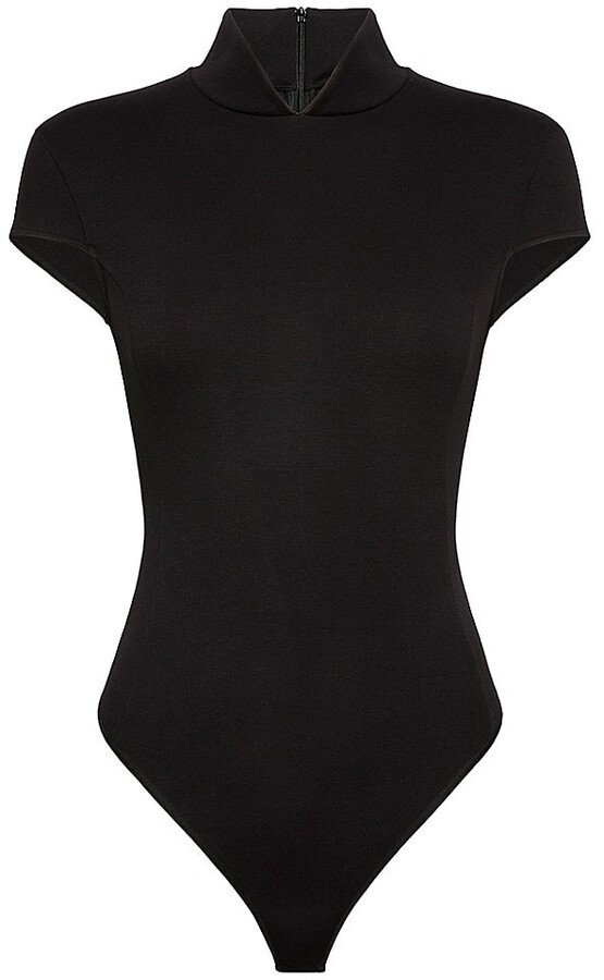 Stretch modal-blend turtleneck thong bodysuit