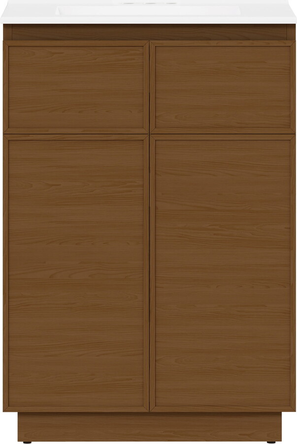 St. Tropez 24" Freestanding Bathroom Vanity in Brown Oak with 3-Hole Centerset Sink Top