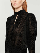 Thumbnail for your product : Frame Party high-neck velvet blouse