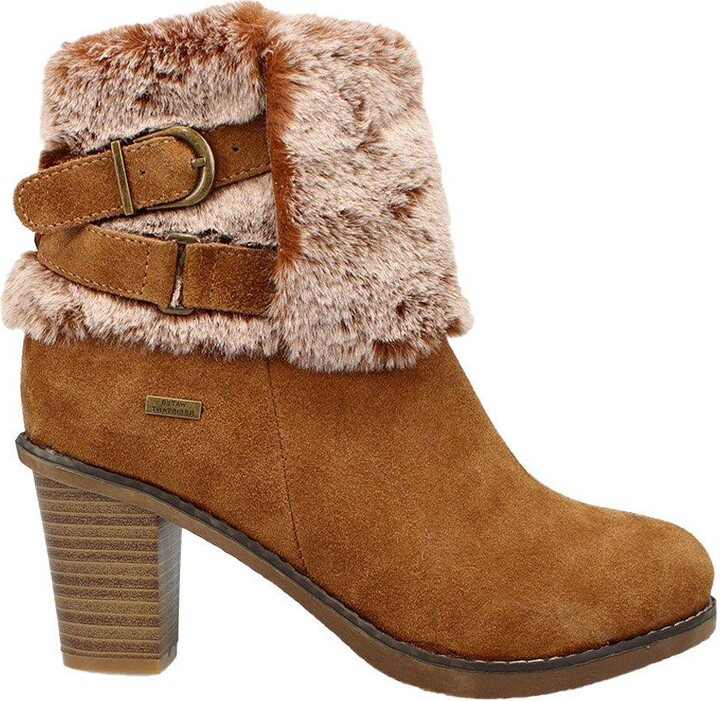 Shuropody Liberty22 Wide Fit Faux Fur Trim Buckle Detail Suede